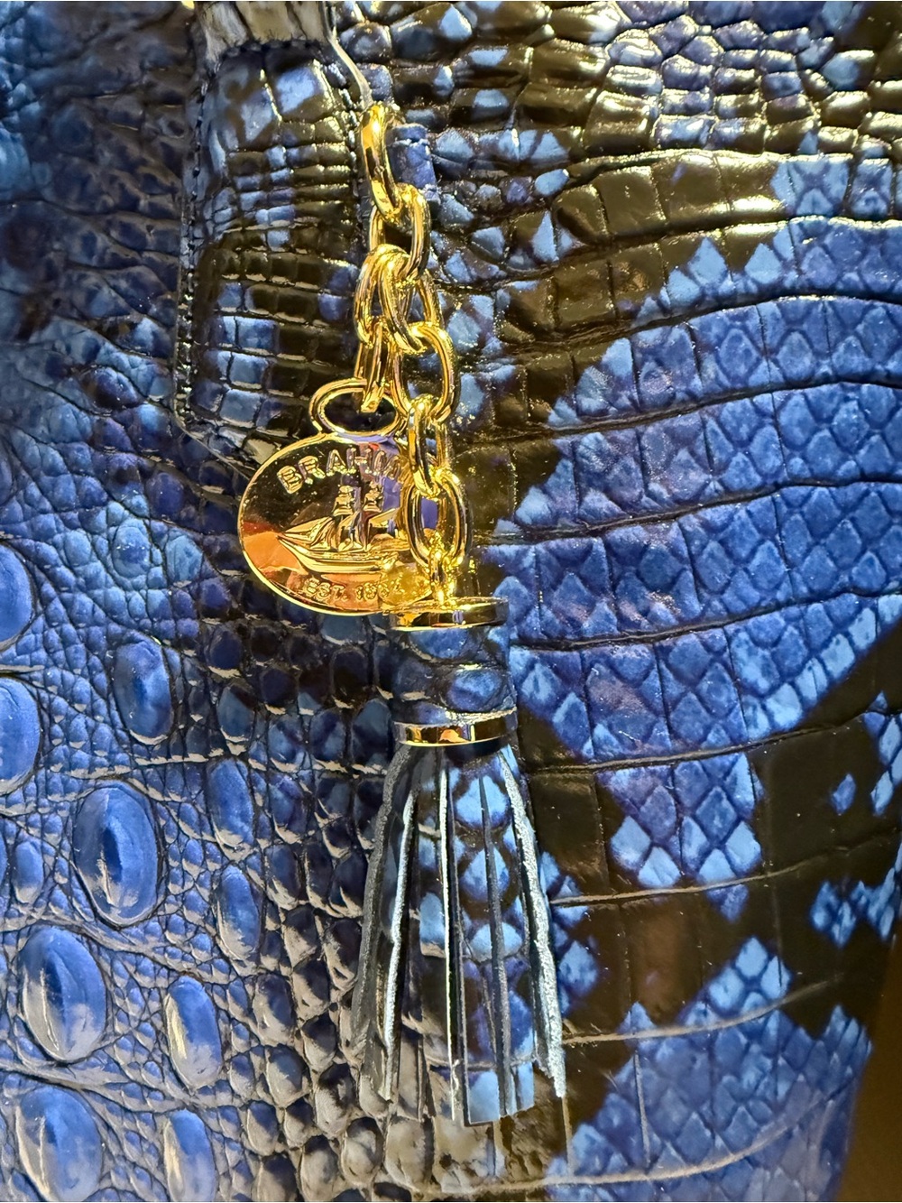Brahmin Medium Asher Blue Viper Ombre Melbourne Genuine Leather NWT - Picture 7 of 16
